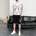 thumbnail image 3 of Camisetas, pantalones cortos, trajes para hombre, estampados, jogging, gráficos, ropa deportiva para gimnasio, jogging, conjuntos para hombre, running, novedad, camisetas y tops a juego, básicos, XL, 3 of 5