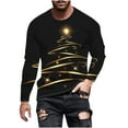 thumbnail image 2 of Fnnxeal Mens T-Shirts, Christmas Fall Winter Long Sleeve Print Shirt for Men Black, 2 of 5