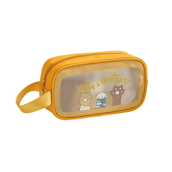 Large Capacity Transparent PVC Cosmetic Storage Bag - Multi-functional Travel Organizer for Makeup, Toiletries, Toys, and Electronics(Yellow,S)