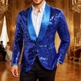 thumbnail image 2 of IWRICH Men's Carnival One Button Sequin Dress Suit Jacket Mardi Gras Party Festival Tuxedo Sport Coat Blue XL, 2 of 6