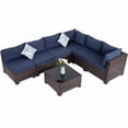 thumbnail image 5 of Howcool 7-Piece All-Weather Wicker Rattan Outdoor Patio Furniture Set,Modular Patio Conversation Furniture Set with Thick Cushions & Tempered Glass Table, 5 of 9