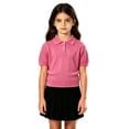 thumbnail image 4 of Girl Uniform Shirt Knit Collared Short Sleeve Fit Tops Summer Casual Solid School Tops for Girls, 4 of 7
