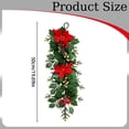 thumbnail image 3 of 20 Inch Artificial Christmas Teardrop Door Swag, Decorated With Holly Leaves, Red Flowers, Yellow Berries And Red Berries，Winter Wall Ornament For Front Door Porch Entryway, 3 of 6