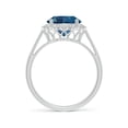 thumbnail image 2 of ANGARA Natural 3.3 ct London Blue Topaz Scalloped Halo Ring in 14K White Gold for Women (Size-9mm) | November Birthstone Jewelry for Women | London Blue Topaz Ring (Ring Size - 5), 2 of 11