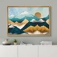 thumbnail image 3 of PixonSign Framed Canvas Print Wall Art Gold Teal Marble Sun Mountain Range Nature Wilderness Illustrations Modern Art Rustic Zen Landscape Colorful - 16"x24" Natural, 3 of 5