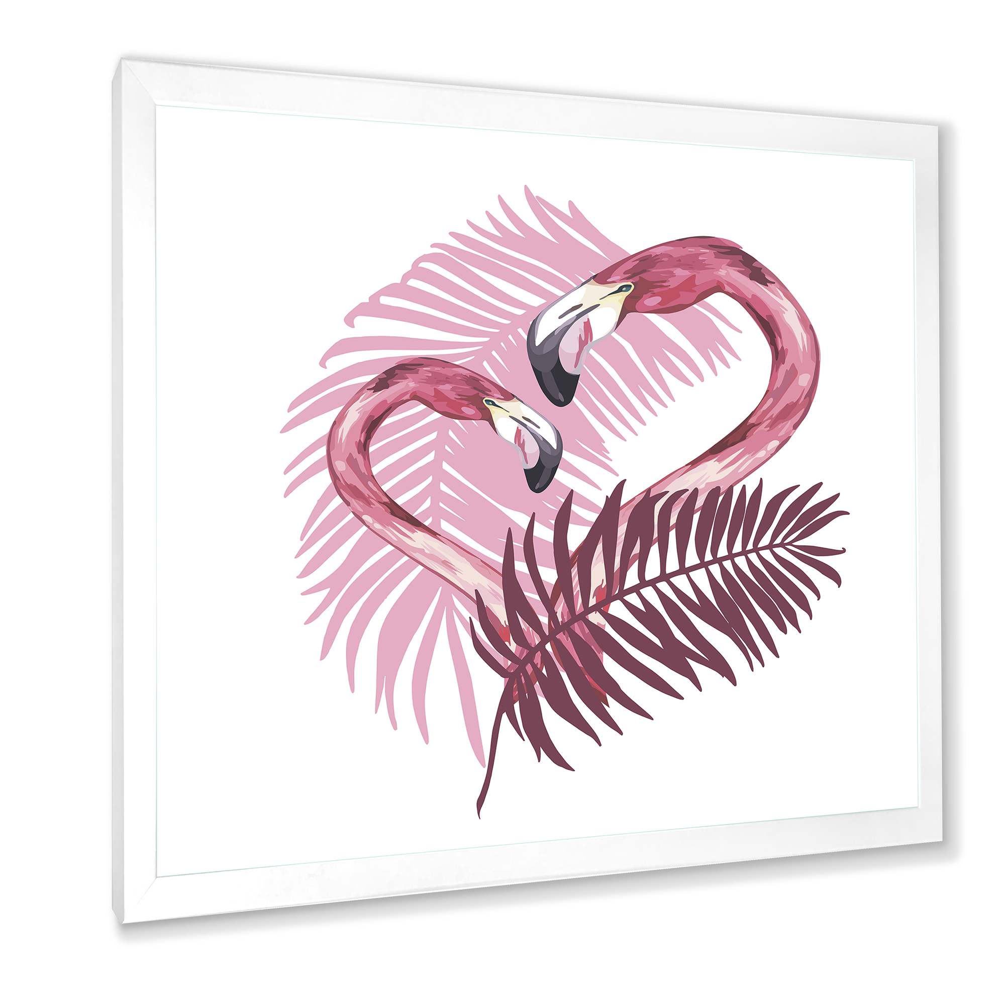Designart 'Pink Flamingo In Tropical Summer II' Tropical Framed Art Print