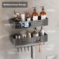 thumbnail image 6 of Corner Shower Caddy Suction Cup, Corner Shower Shelves No Drilling, Aluminum Upgrade Suction Cup Shower Organizer with Towel Bar & Hooks Removable Bathroom Storage Rack(2 Pack, Matte Gray), 6 of 8