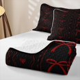 thumbnail image 4 of Erosebridal Cute Bowknot Twin Quilt Set for Boys Girls, Cartoon Love Heart Twin Coverlet Set, Black Red, 2-Piece, 4 of 7