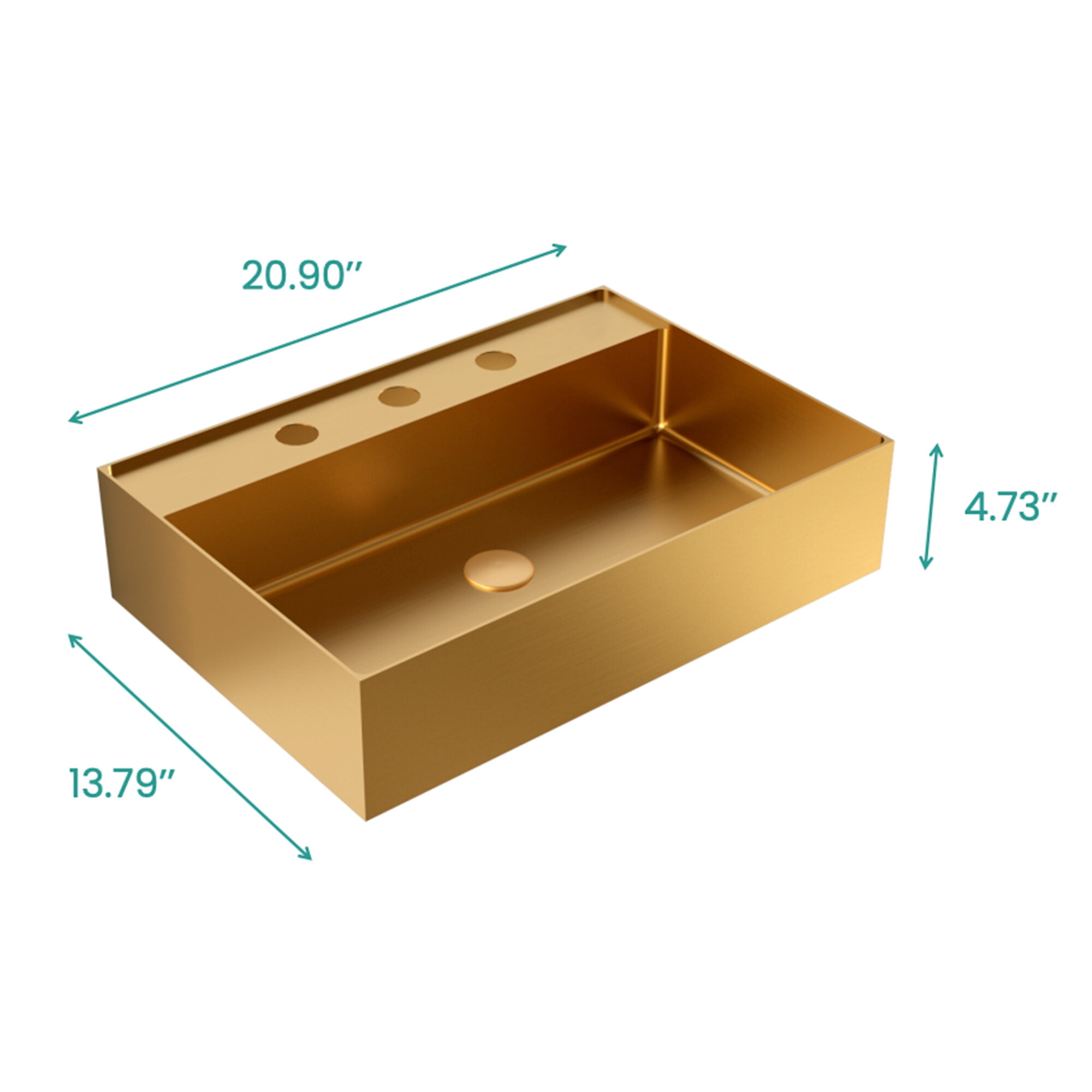 Vanity With Sink, BB13-20Y-405 20"x14" Integrated Brushed Gold 304 Stainless Steel Bathroom Sink With 3 Faucet Holes, Brushed Gold Bathroom Vanity,Stainless Steel Single Sink Vanity