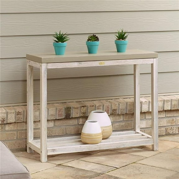 Indoor or Outdoor Bali Earth Cement and Wood Console Serving Bar Table - Large