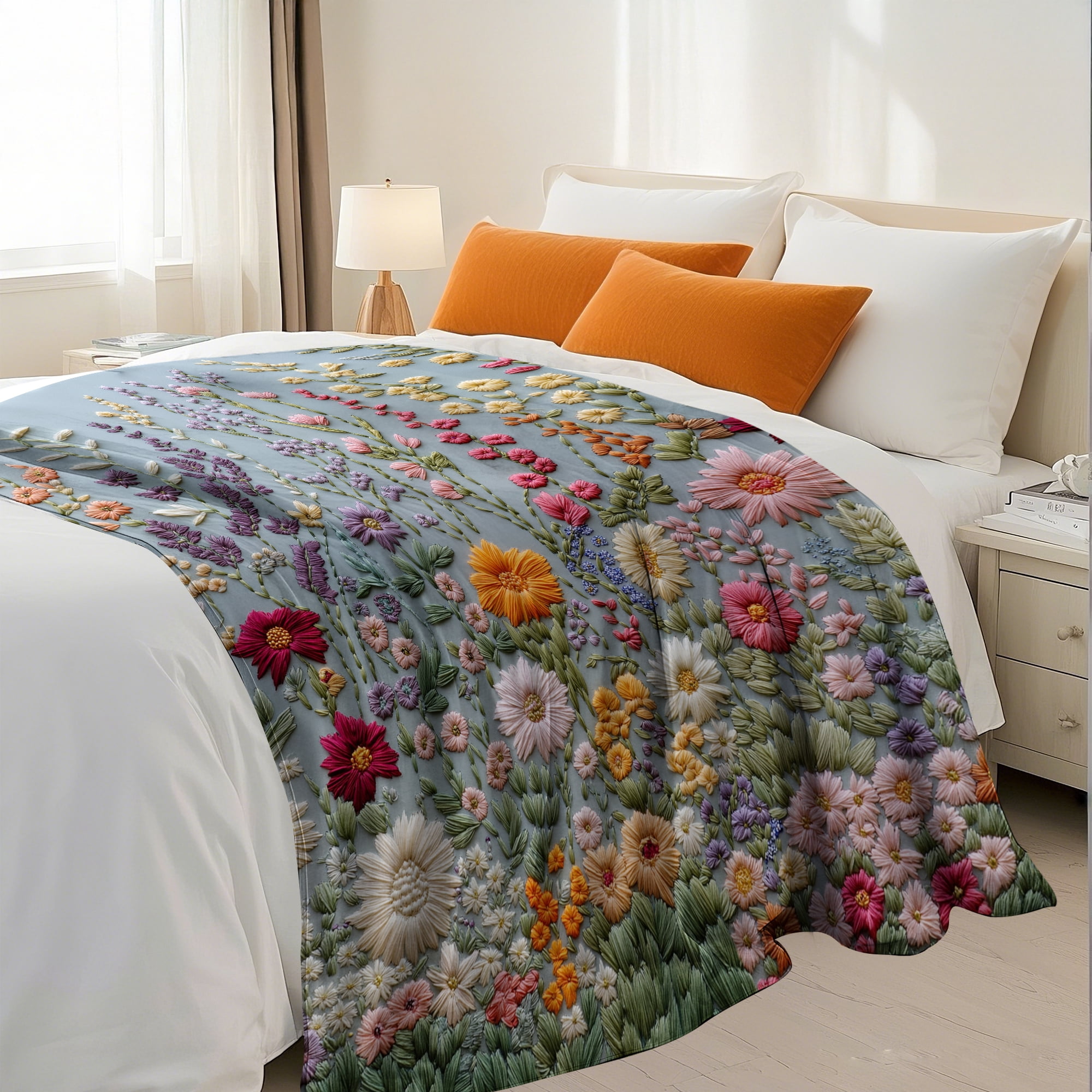 Flannel Fleece Throw Blanket, Soft Large Throw Blanket, Lightweight Cozy Plush Throw Blanket Fit Sofa Bed, 50"x60", Florals