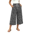 thumbnail image 4 of Szhihuiw Pants for Women Trendy Lightweight Cropped Elastic Waist Drawstring Wide Leg Trousers with Pockets, 4 of 7