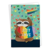 NobleWorks Blank All Occasions Greeting Card with 5 x 7 Inch Envelope (1 Card) Blank All Occasions Happy Pride - Sloth C10983GOCB