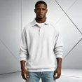 thumbnail image 5 of Knit Polo Shirts Mens Long Sleeve Casual Polo Sweaters Shirt Waffle Textured Collared Sweater White M, 5 of 7