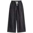 thumbnail image 6 of Falkdiz Girls Denim Pants Outdoor Gift Trousers Relaxed fit Wide Leg Solid Color Elastic Waist Drawstring Pockets for Girls Casual , Black , Size: 10, 6 of 8
