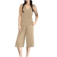 thumbnail image 4 of Riecok Loungewear Sets for Women Plus Size 2 Piece Ruffle Soft Pajama Sets Short Sleeve Top and Capris Summer Sleepwear, 4 of 5
