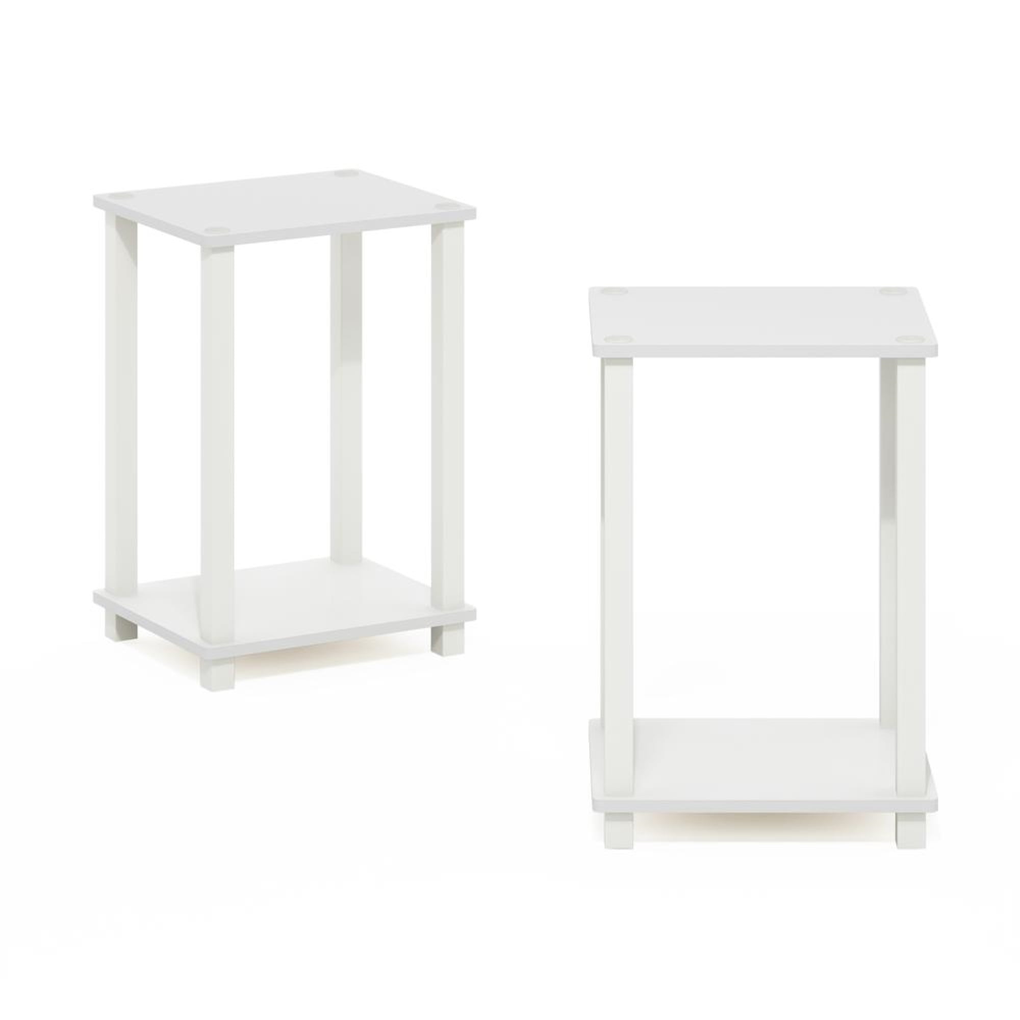 Furinno SIMPLISTIC End Table in Small in Set of 2 in White/White
