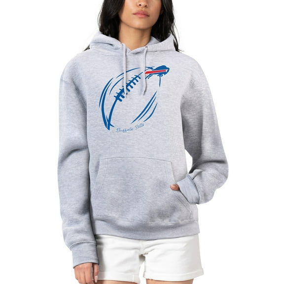 Women's G-III 4Her by Carl Banks Heather Gray Buffalo Bills Football Logo Fleece Tri-Blend Pullover Hoodie