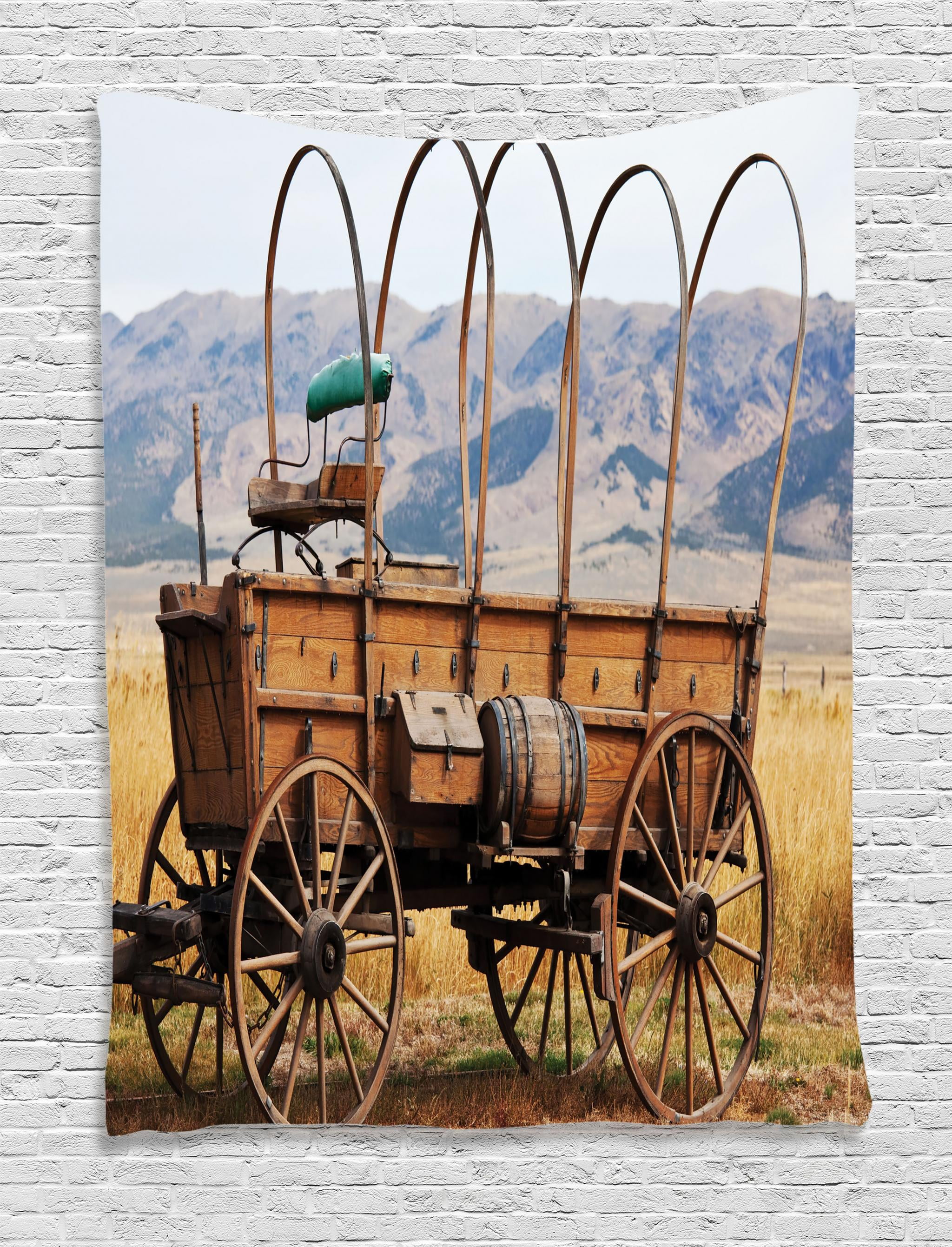 Western Tapestry Photo Of Old Nostalgic Wild West American Cart Carriage In The Farm Texas Style Wall Hanging For Bedroom Living Room Dorm Decor