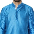 thumbnail image 5 of SKAVIJ Men's Art Silk Kurta Pajama Set Indian Traditional Wear Dress Turquoise XL, 5 of 6