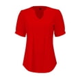 thumbnail image 5 of T Shirts For Women Womens Tops V Neck Tops Puff Short Sleeve T Shirt Pleated Floral Printed Tunic Blouse Shirts, 5 of 7