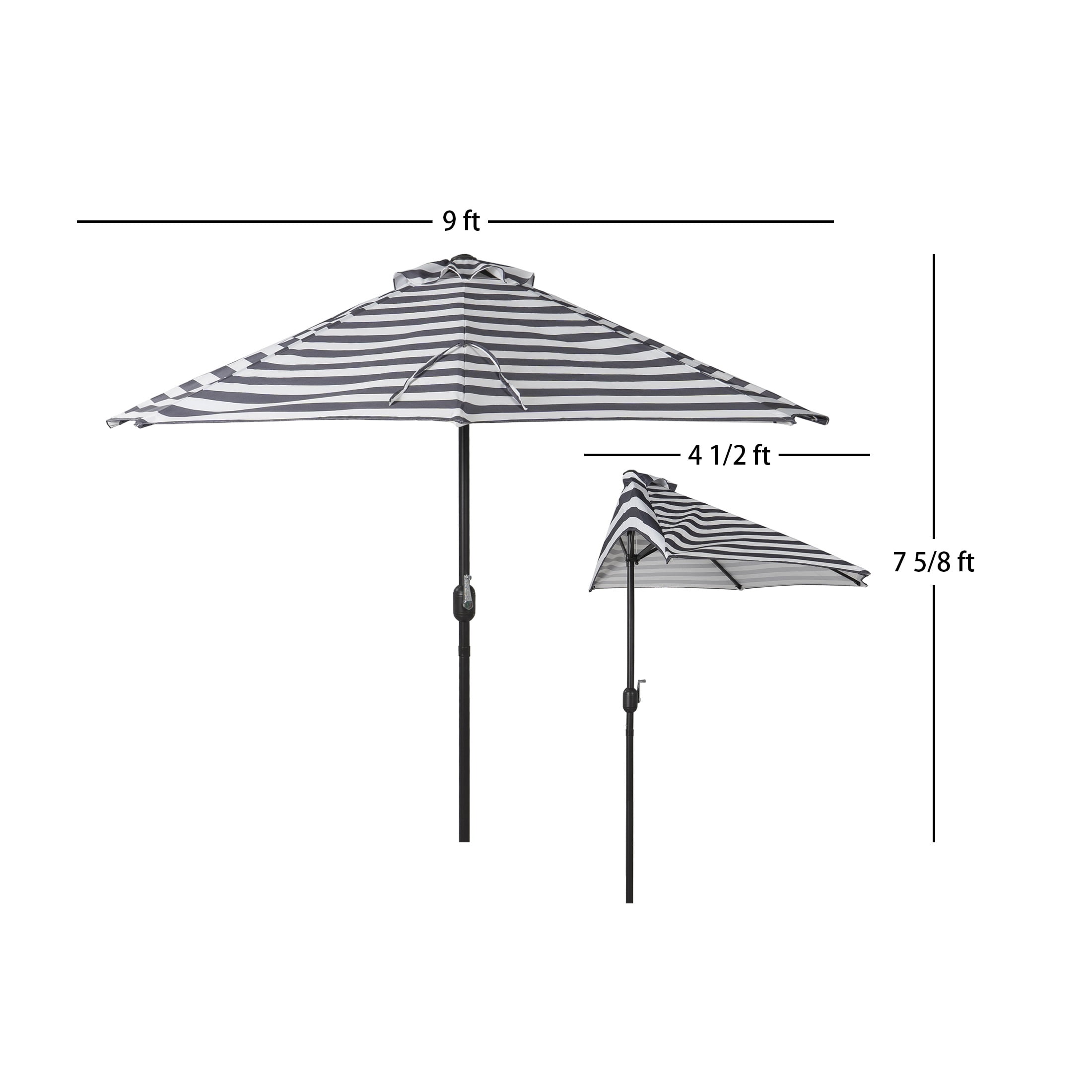 WestinTrends Lanai 9 Ft Outdoor Patio Half Umbrella, Small Grill Deck Porch Balcony Shade Umbrella with Crank, Beige
