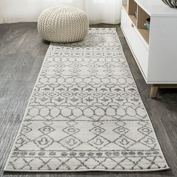JONATHAN Y MOROCCAN HYPE 2 x 8 Runner Rug, Izil Moroccan Beni Souk - Cream/Gray, MOH209A-28