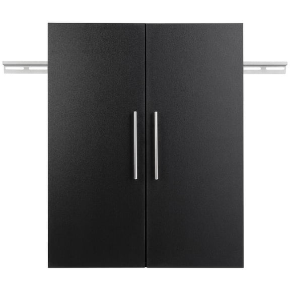 Pemberly Row Transitional 24" Upper Wooden Garage Storage Cabinet in Black