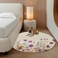 thumbnail image 2 of Round Rugs 5Ft, Purple Red Spring Floral Round Area Rug Washable Indoor Throw Carpet, Watercolor Botanical Summer Flowers Soft Non Slip Circle Rug for Cabinet Bathroom Home Decor Aesthetic, 2 of 8