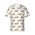 thumbnail image 4 of Wukai Dachshund Going To Play Tennis Men's Hawaiian Shirt Short Sleeve Casual Button Down Summer Beach Aloha Shirt Tropical Print Holiday Party, 4 of 8