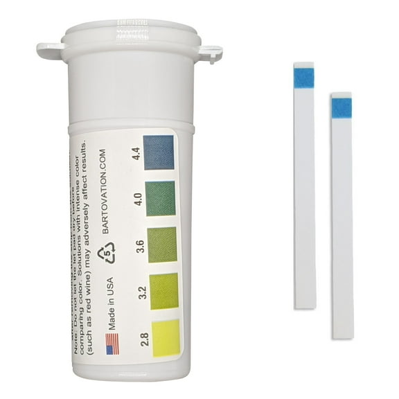pH Test Strips for Wine Making, Homebrew, Acidity, 2.8 to 4.4 pH Vial of 100 Plastic Strips