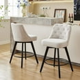 thumbnail image 6 of BENESKY Swivel Bar Stools Set of 2, Modern Counter Height Bar Stools with Back and Wood Legs, 26" H Seat Height Upholstered Barstools Bar Chair for Kitchen Island Home Bar, Linen Fabric Beige, 6 of 8