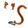 thumbnail image 1 of Conjunto de disfraz con pinza para el pelo y cola de orejas de gato, regalos y accesorios de animales para disfraces y cosplay. Marrón, 1 of 9
