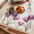 thumbnail image 3 of Spring Floral Placemats Set of 8, Watercolor Flowers Purple Tulip Linen Texture Non-Slip Place Mats Washable Table Mats for Kitchen Dining Table Decorations Indoor/Outdoor, 3 of 9