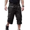 thumbnail image 2 of Nestiefly Men's Y2k Casual Lightweight Cargo Shorts Cotton Pants Elastic Waist Wide Leg Summer Outdoor Capri Shorts Below Knee 3/4 Loose Hiking Long Pants with 7 Pockets Black 4XL, 2 of 8