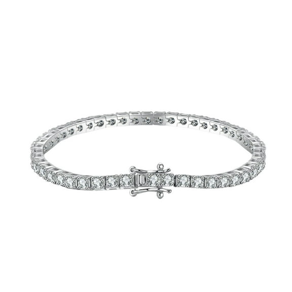 Womens Moissanite Tennis Bracelet Silver Diamond Bracelets for Women 2.5MM Diamond Wedding Bangle for Brides Anniversary Moissanite Luxury Bangle for Wife