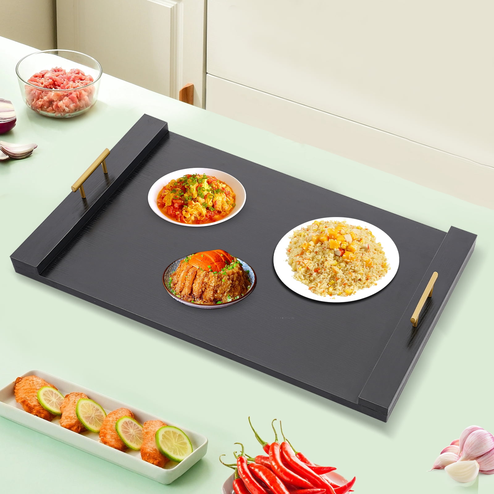 76*55*6cm Rectangular Noodle Board Stove Cover Black Stove Top Cover for Electric Stove & Gas Stove