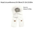 thumbnail image 3 of Solid Color Hooded Scarf Hat with Mitten Pockets 3 in 1 Knit Winter Accessory White One Size, 3 of 5