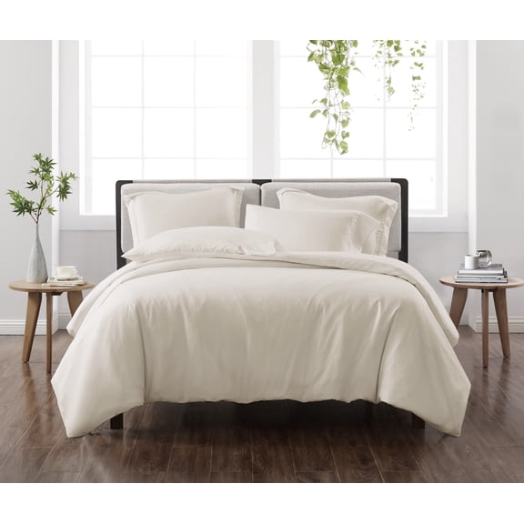 Cannon Heritage Solid 3-Piece King Duvet Set in Ivory, Polyester , Adult, All Season, OEKO-TEX Certified