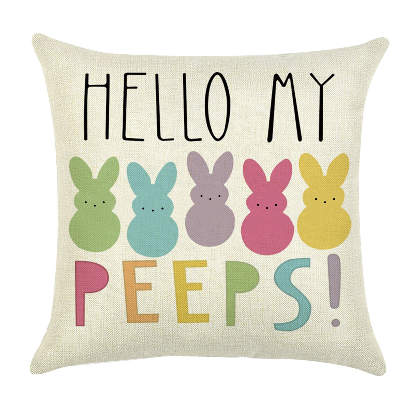 Easter Rabbit Throw Pillow Covers 18 X 18 Inch Easter Bunny Egg Happy