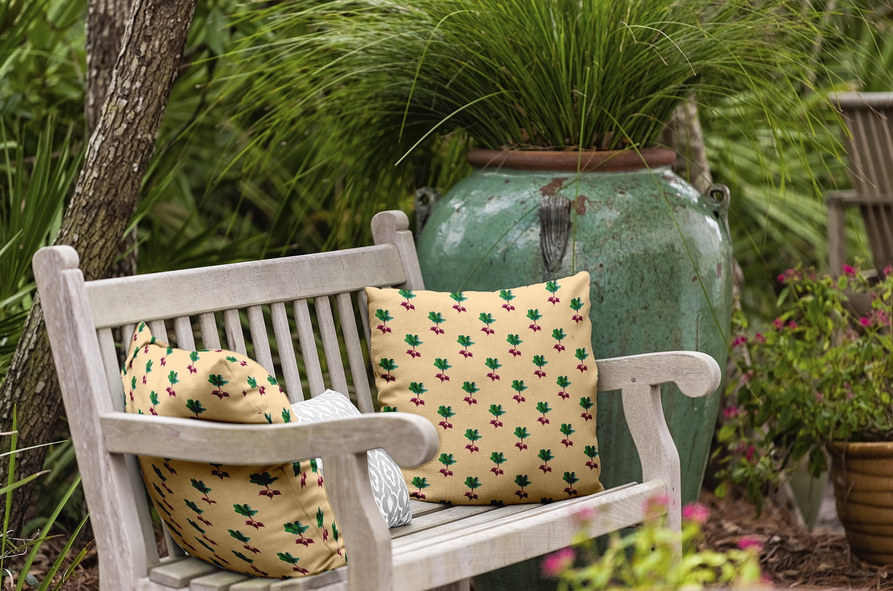 20" x 20" Simply Daisy Radishes Pattern Polyester Indoor/Outdoor Pillow, Corn Stalk Qty 1