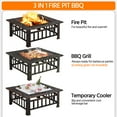thumbnail image 2 of Topeakmart 34'' Outdoor Metal Square Fire Pit with Cover & Poker, Black, 2 of 11