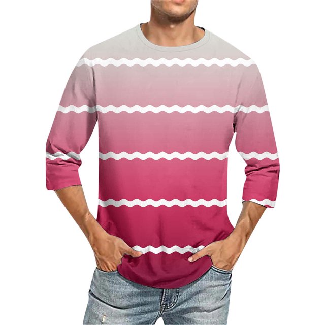 WEAIXIMIUNG T-Shirt Homme Manches 3/4 Saint-Valentin Décontracté Col Rond Confortable Couleur Unie