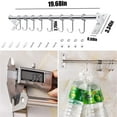 thumbnail image 4 of Kitchen Sliding Hooks, Stainless Steel Hanging Rack Rail Organize Kitchen Utensil Removable S Hooks for Towel, Spoon, Coats, Bathrobe, BBQ,Wall Mounted Hanger (8 Hooks 19.7In), 4 of 5