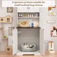 thumbnail image 3 of 71-Inch Tall  Litter Box Enclosure with Power Outlets and Open Shelves - White Wooden Pet Furniture Cabinet for Living Room, 3 of 8
