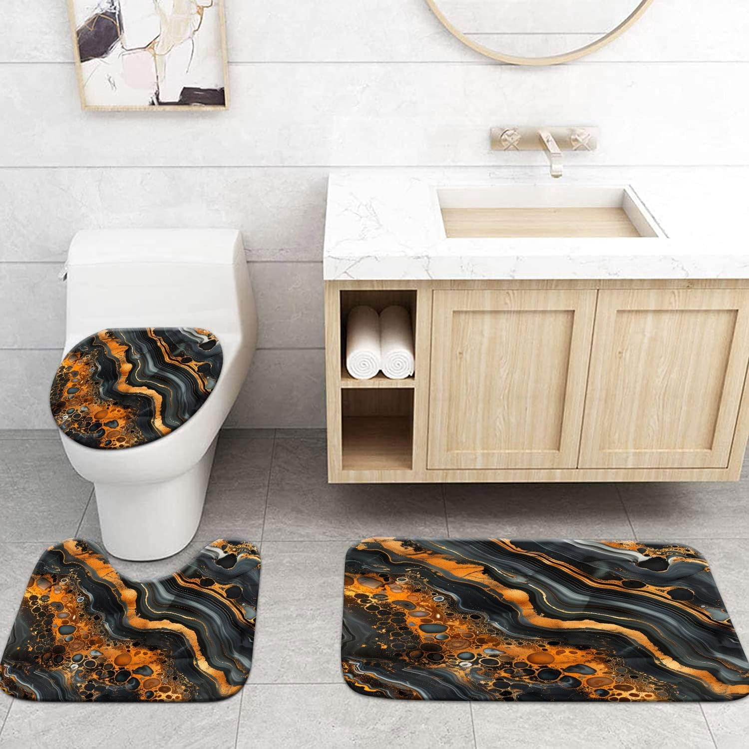4 Pcs Colorful Gaming Shower Curtain Set for Boys Bathroom Decor Watercolor Gamepad Controller Bath Curtain with Anti-Slip Mat Kids Graffiti Game Shower 70.8x70.8in