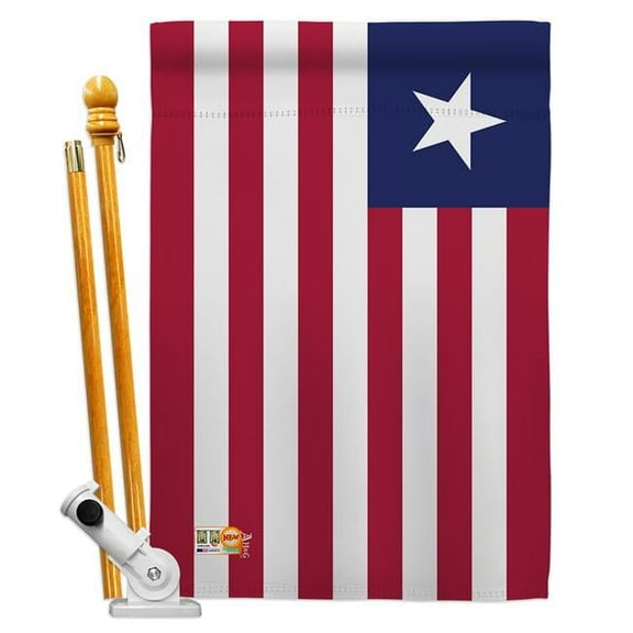 Americana Home & Garden AA-CY-HS-140136-IP-BO-D-US18-AG 28 x 40 in. Liberia Flags of the World Nationality Impressions Decorative Vertical Double Sided House Flag Set & Pole Bracket Hardware Flag Set