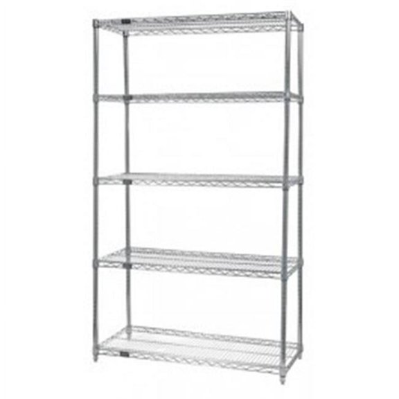 Quantum Storage WR86-2442S-5 Stainless Steel Wire Shelving 5 Shelf Unit - 24 x 42 x 86 in.