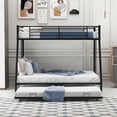 thumbnail image 3 of Twin-Over-Full Bunk Bed with Sturdy Steel Frame, Metal Bunk Bed with Twin Size Trundle and Two-Side Ladders (Black), 3 of 6