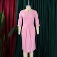 thumbnail image 3 of AURA Plus Size Women High Waist Pleated Pencil Midi Dress Elegant Office Commuter Style, 3 of 10